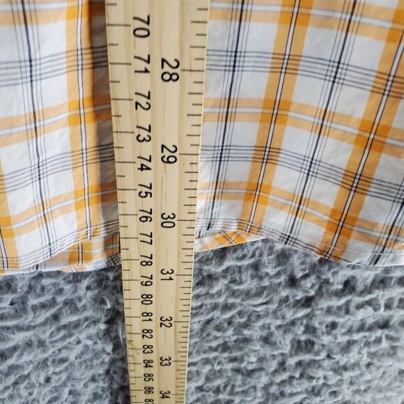Saks Fifth Avenue Shirt Mens Large Yellow Plaid Button-Up Long Sleeve Cotton - Picture 5 of 9